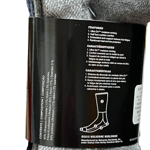 Harley-Davidson Wolverine All Weather Socks, 2 Pairs, Size M, NWT - Picture 6 of 6